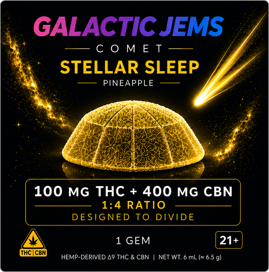 Stellar Sleep COMET packaging front — Pineapple 100mg THC + 400mg CBN