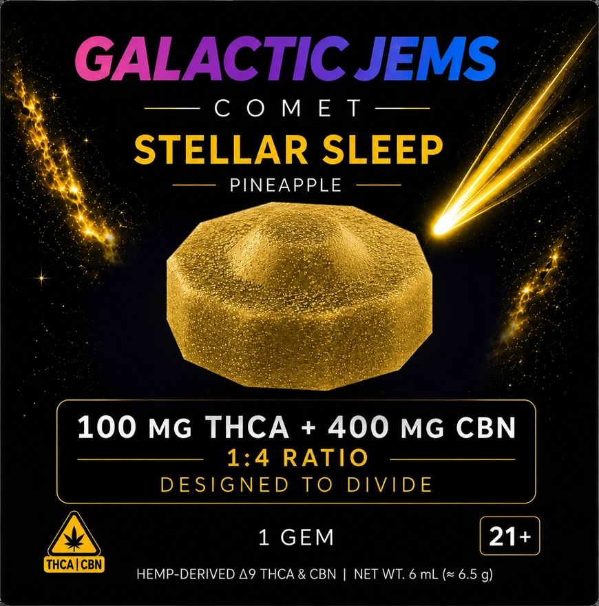 Stellar Sleep COMET packaging front — Pineapple 100mg THCA + 400mg CBN